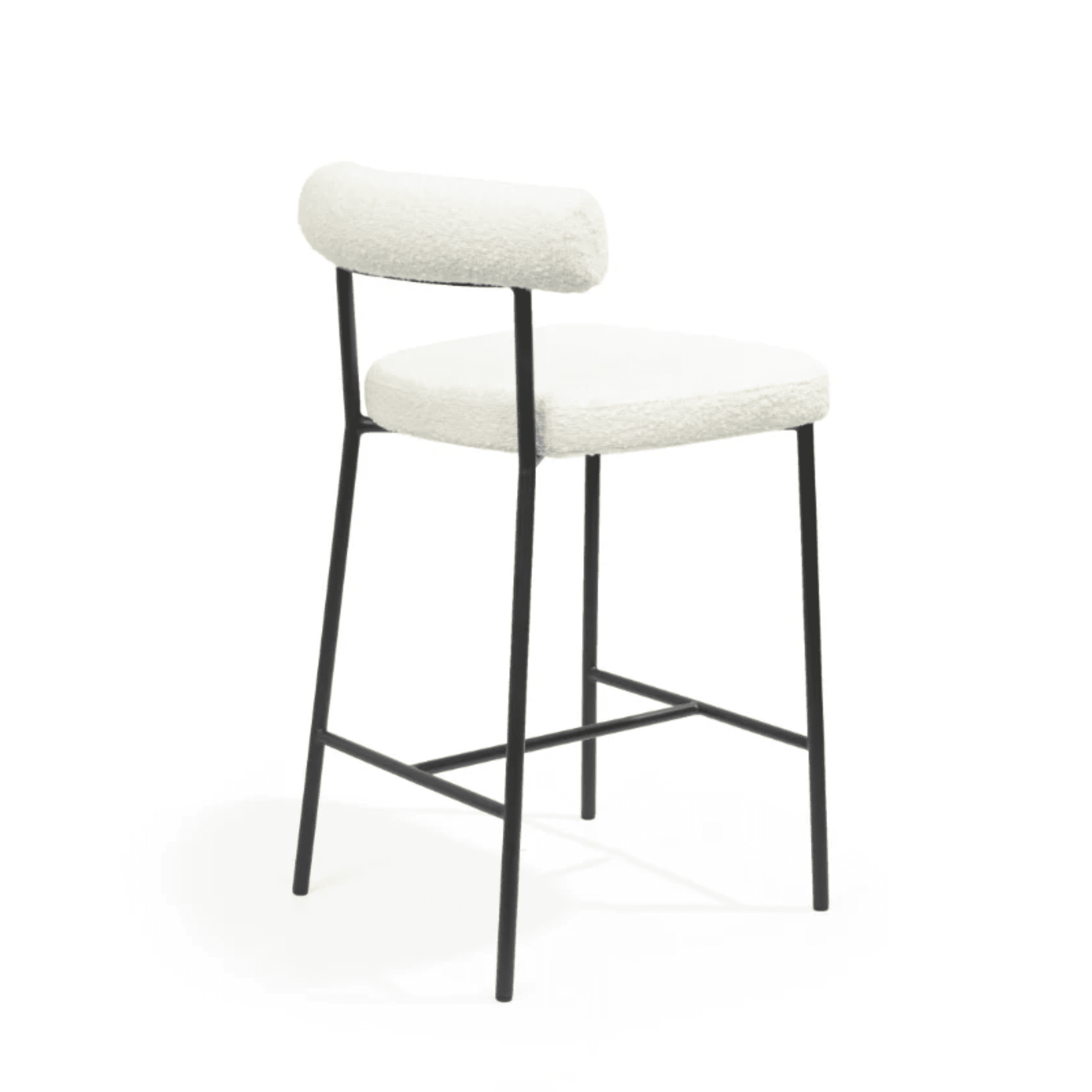 Ophelia Ivory Boucle Upholstered Bar Stool with Black Legs Furniture 