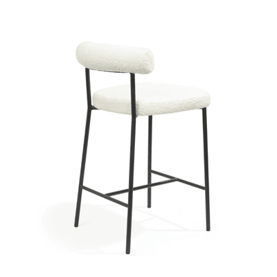 Ophelia Ivory Boucle Upholstered Bar Stool with Black Legs Furniture 