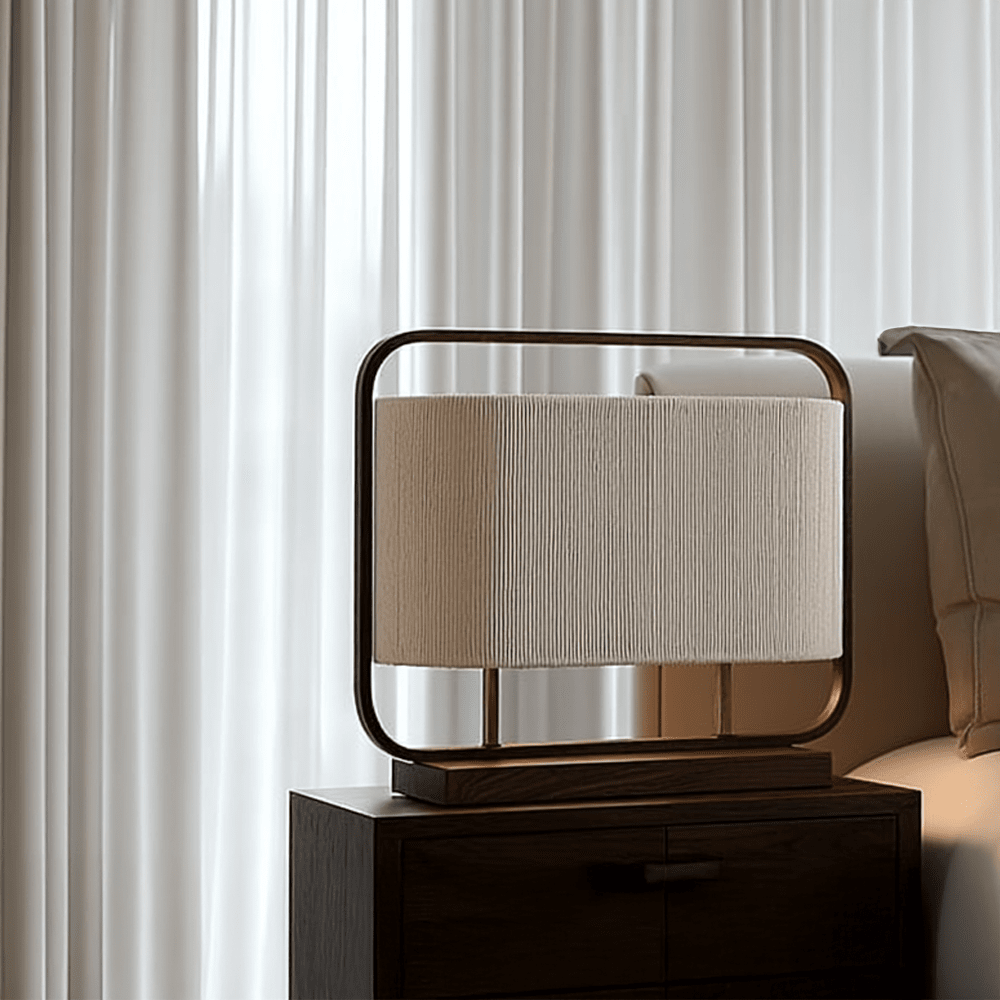 Orsay Cream Rope & Dark Wood Detail Table Lamp Lighting 