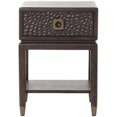 Osmund Dark Hammered Oak Effect 1 Drawer Bedside Table Furniture 