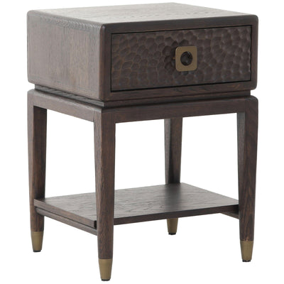 Osmund Dark Hammered Oak Effect 1 Drawer Bedside Table Furniture 