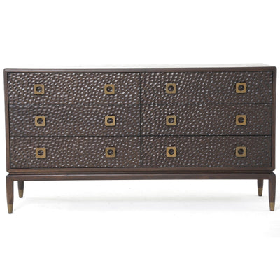 Osmund Dark Hammered Oak Effect 6 Drawer Chest Furniture 