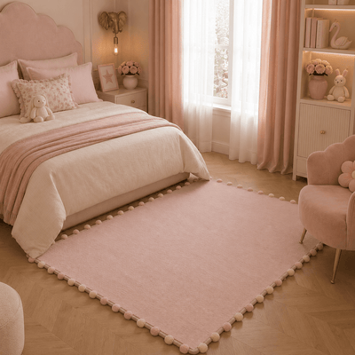 Ottilia Pink Bobbled Edge Rug Textiles 