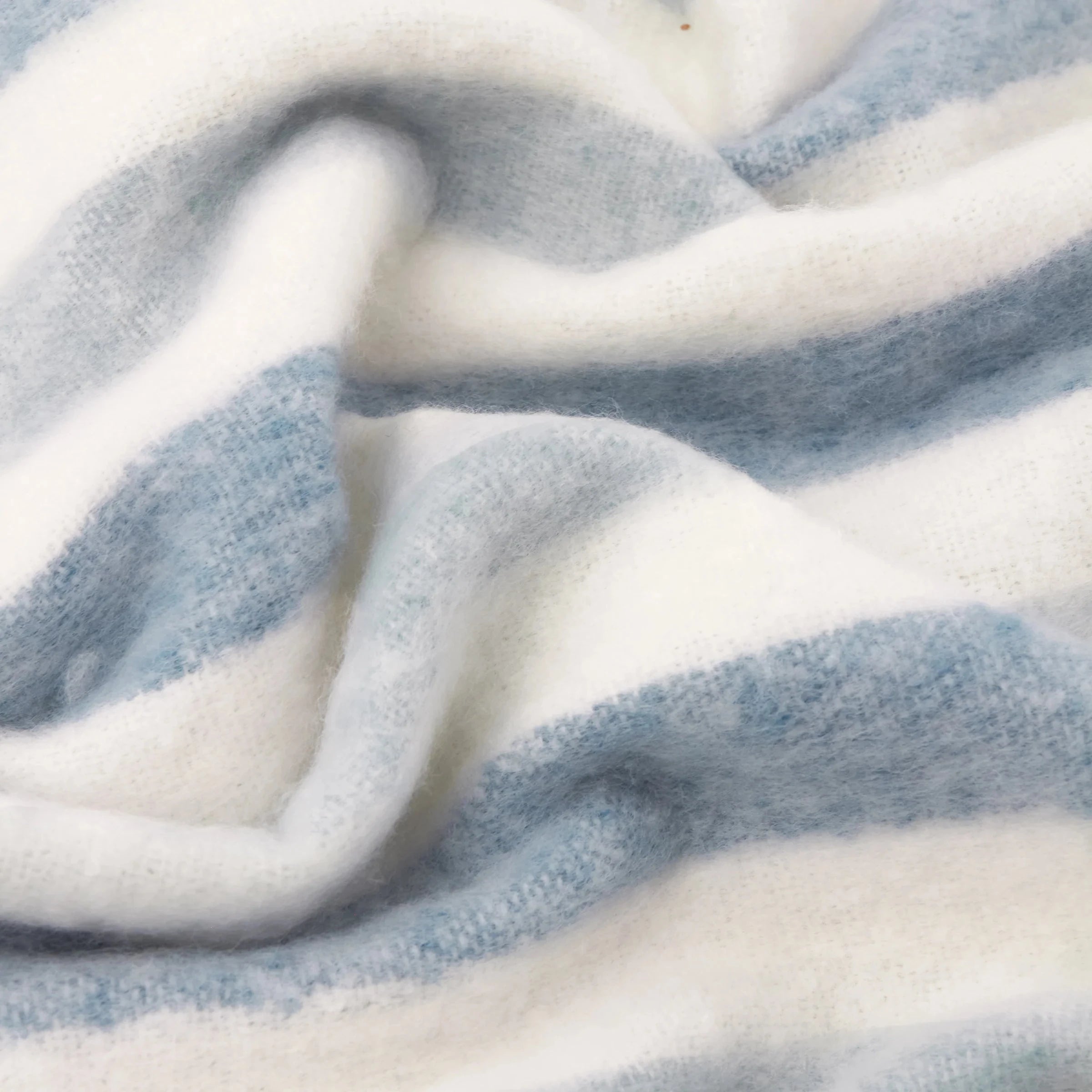 Ottilie Blue & White Striped Tasseled Throw Textiles 