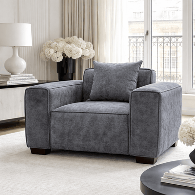 Ottilie Charcoal Boucle Armchair Sofa 