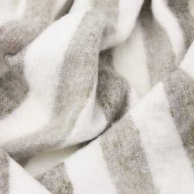 Ottilie Grey & White Striped Tasseled Throw Textiles 
