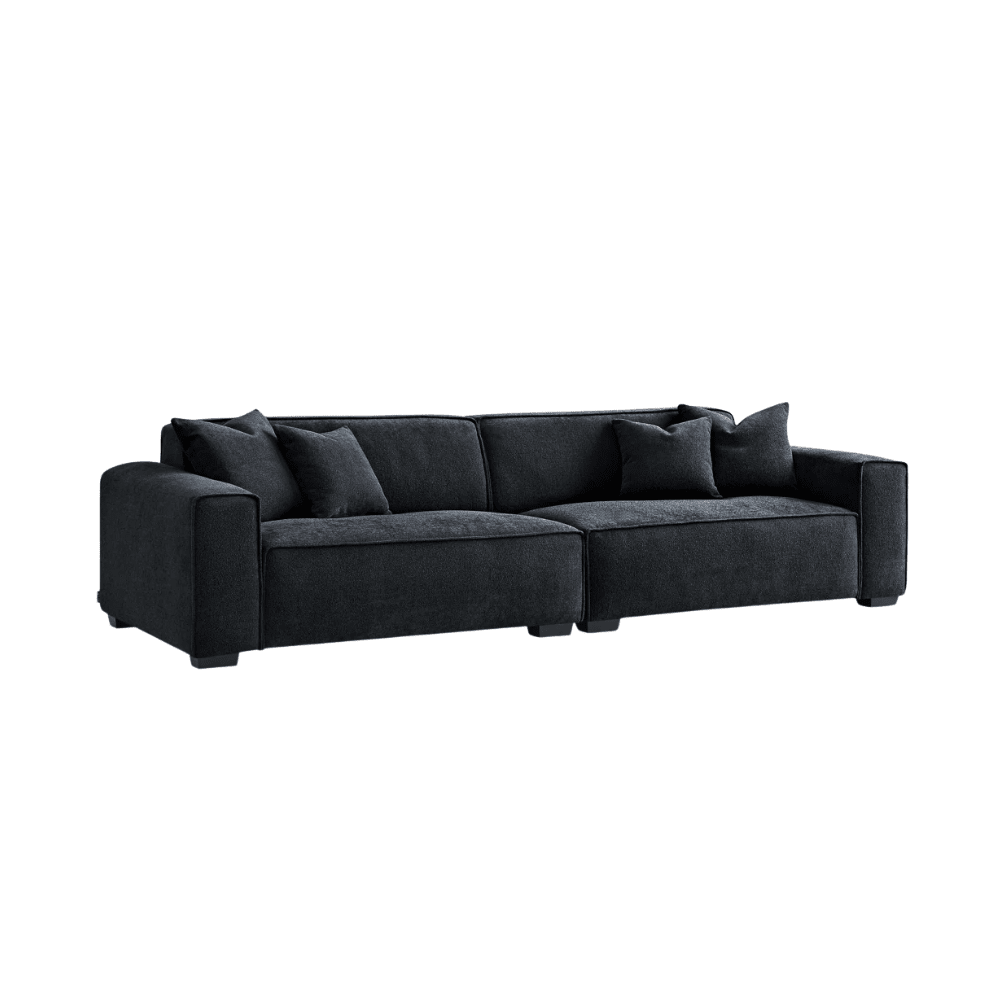 Ottilie Midnight Boucle 4 Seater Sofa with Footstool Sofa 