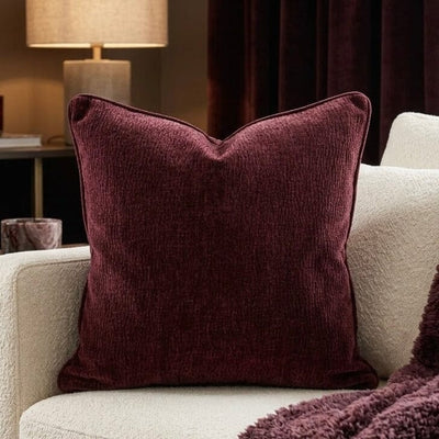 Paige Burgundy Woven Textured Feather Filled Cushion - 50x50cm Textiles 