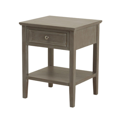 Palma Grey Washed Wood 1 Drawer Side Table Furniture 