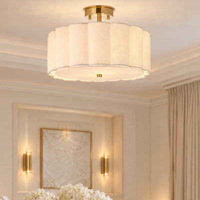 Pandora Cream & Gold Flush Ceiling Light Lighting 