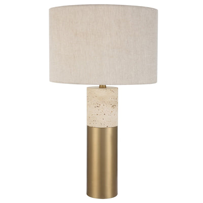 Panna Gold & Stone Table Lamp with Linen Shade Lighting 