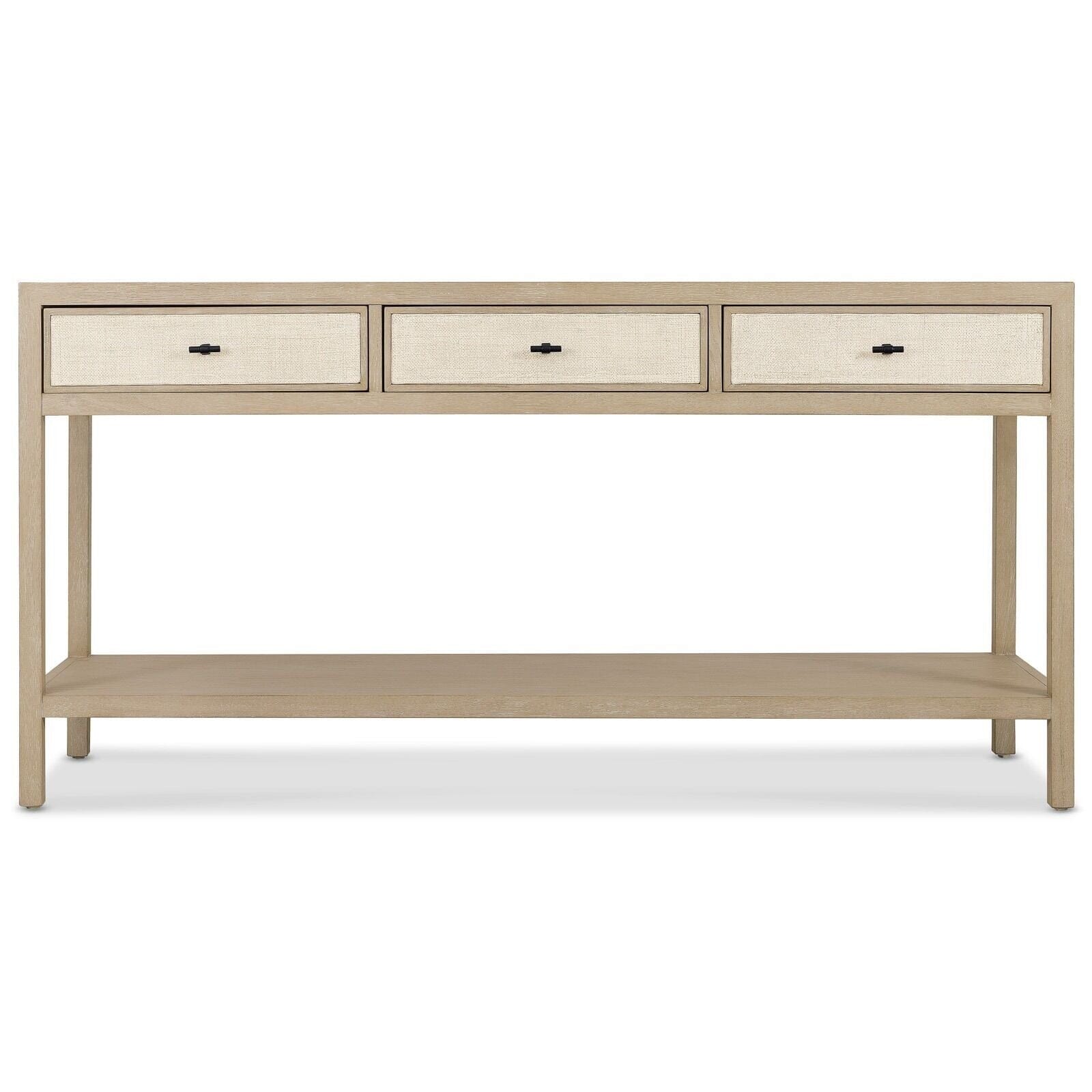 Paradigm Light Oak & Linen 3 Drawer Console Table Furniture 