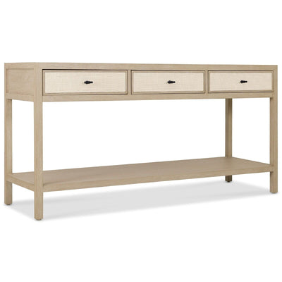 Paradigm Light Oak & Linen 3 Drawer Console Table Furniture 