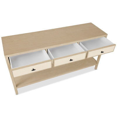 Paradigm Light Oak & Linen 3 Drawer Console Table Furniture 