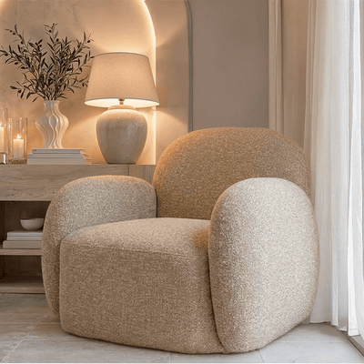Pax Beige Woven Curved Accent Chair Furniture 