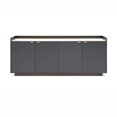 Paxton Luxury Dark Grey Oak 4 Door Sideboard with Marble Top Furniture 