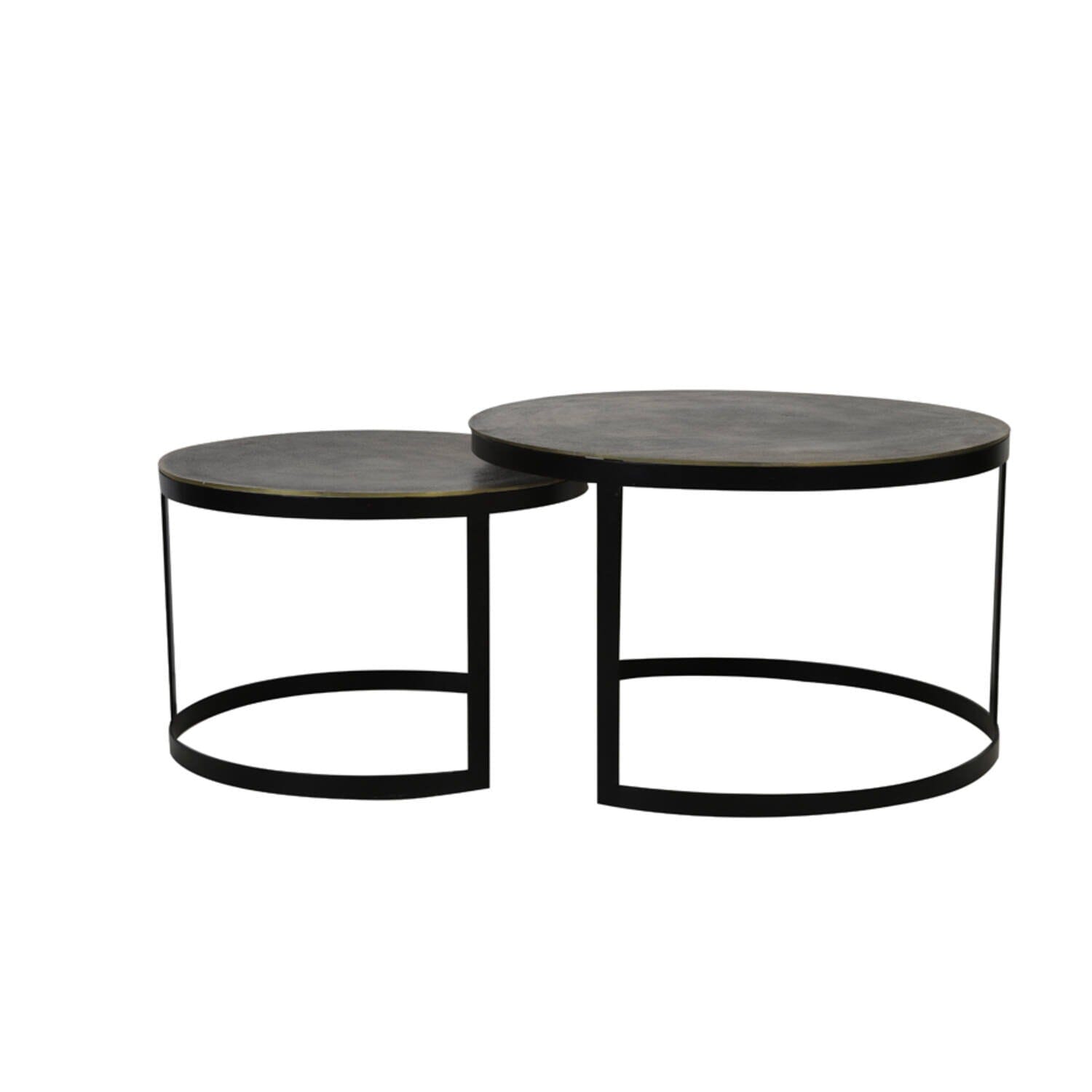 Pemberley Black & Antique Bronze Nested Coffee Tables Furniture 