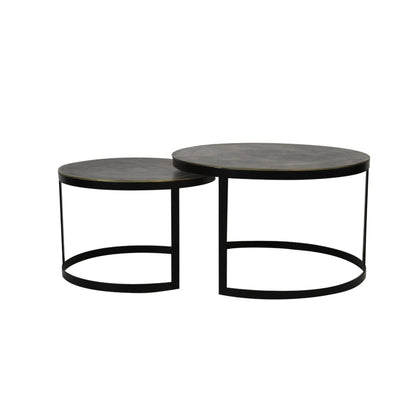 Pemberley Black & Antique Bronze Nested Coffee Tables Furniture 