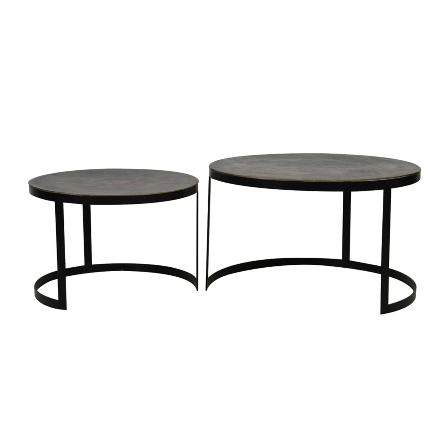 Pemberley Black & Antique Bronze Nested Coffee Tables Furniture 