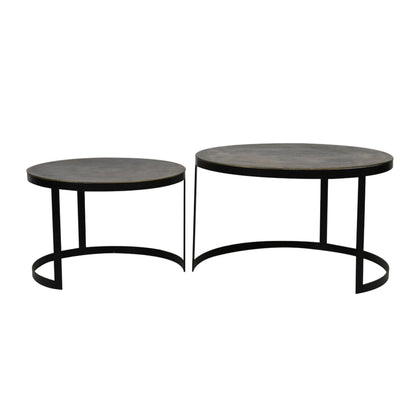 Pemberley Black & Antique Bronze Nested Coffee Tables Furniture 