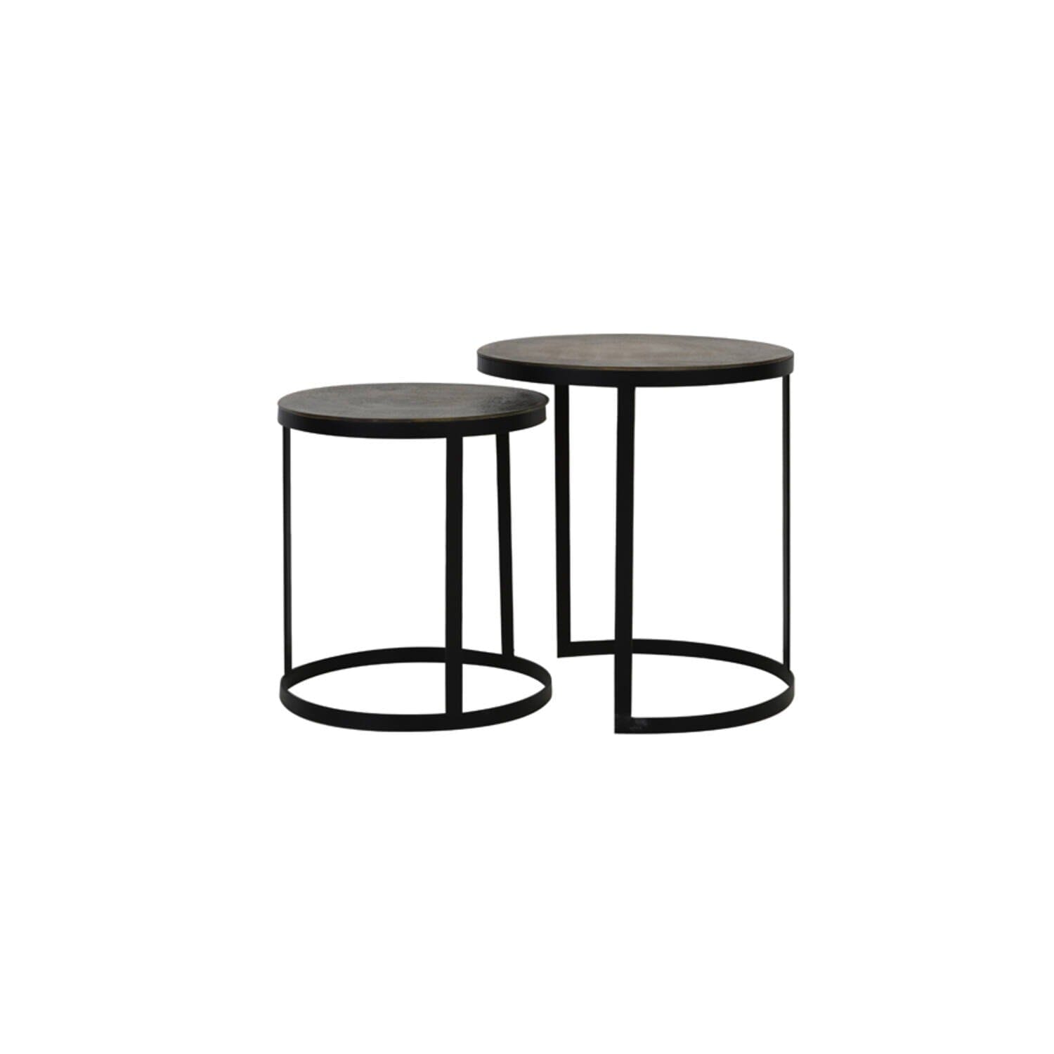 Pemberley Black & Antique Bronze Nested Side Tables Furniture 