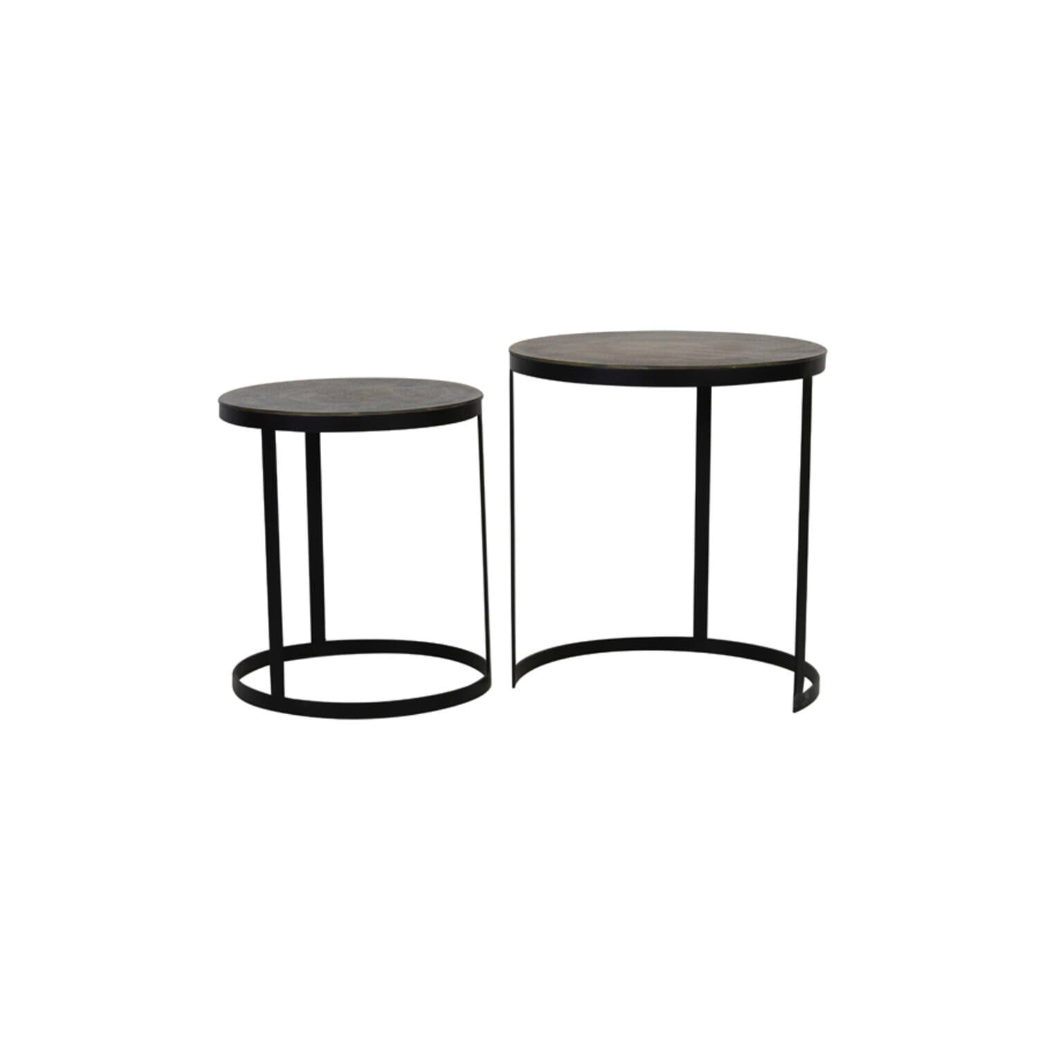 Pemberley Black & Antique Bronze Nested Side Tables Furniture 
