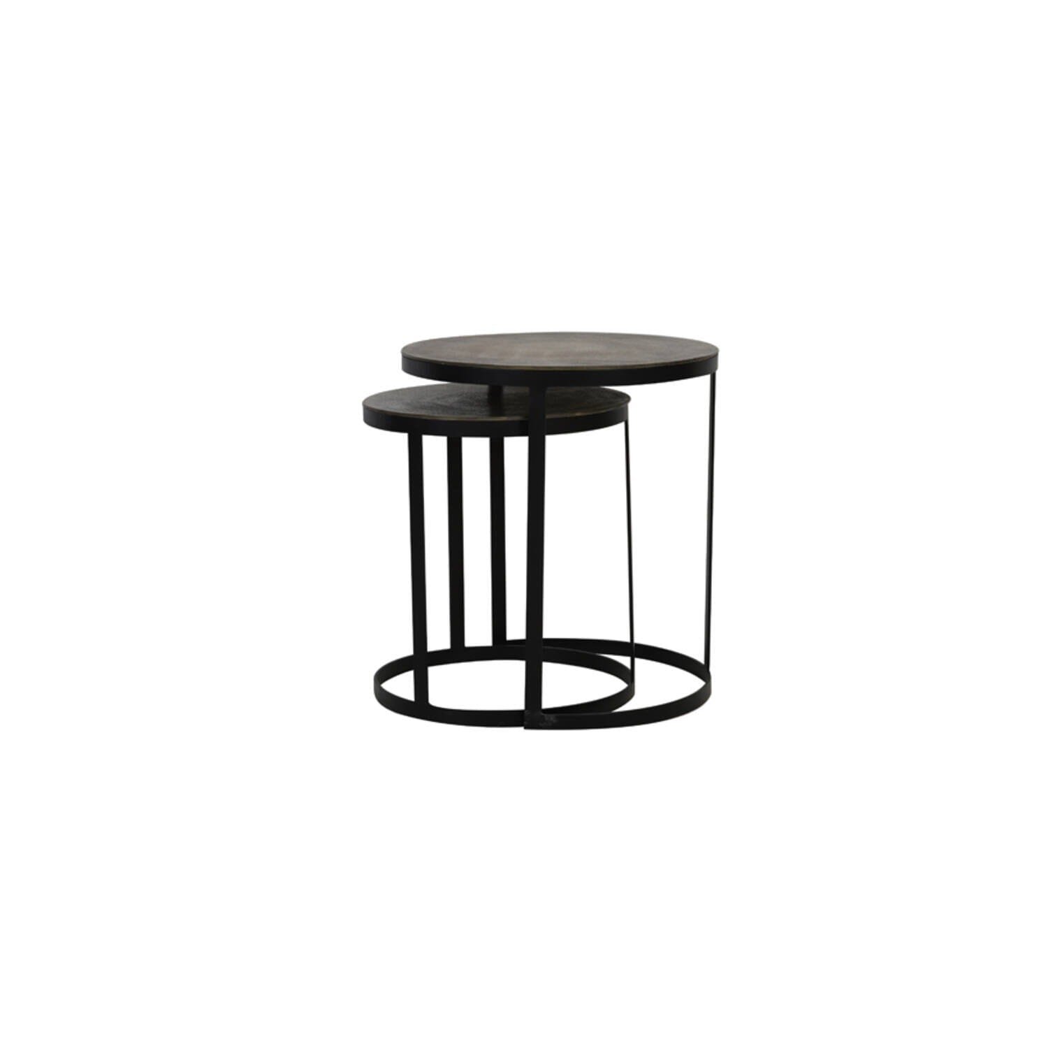 Pemberley Black & Antique Bronze Nested Side Tables Furniture 