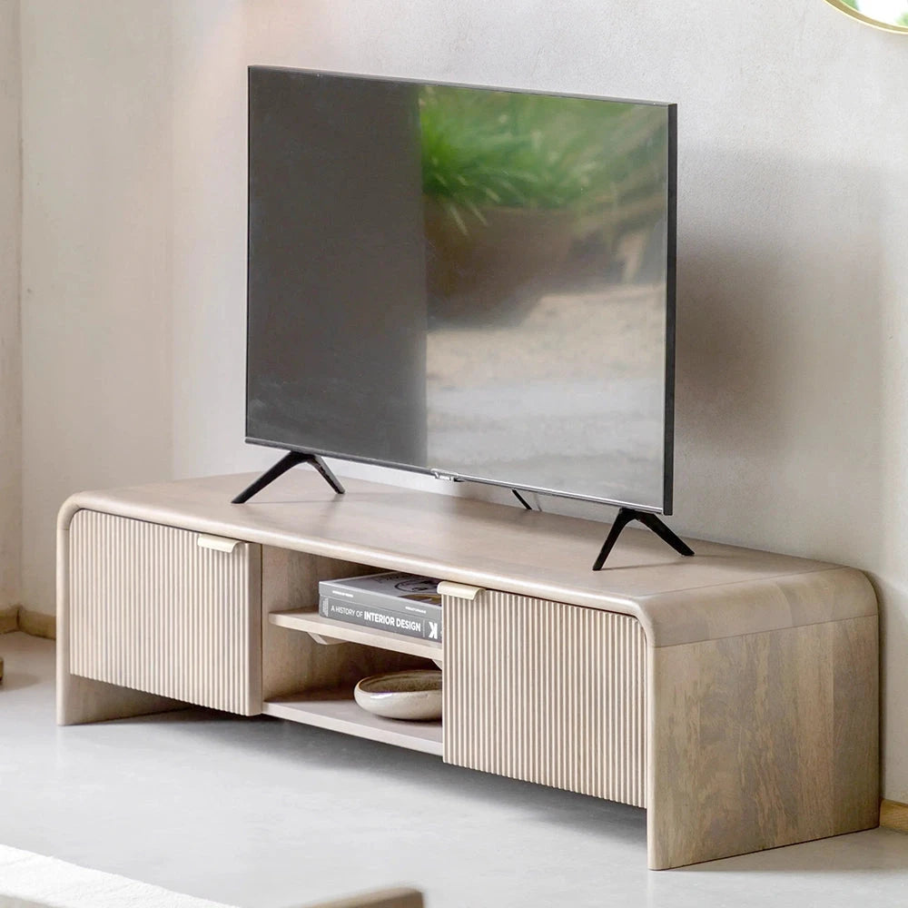 Penelope Luxury Ribbed Wooden 2 Door Media Unit Furniture 