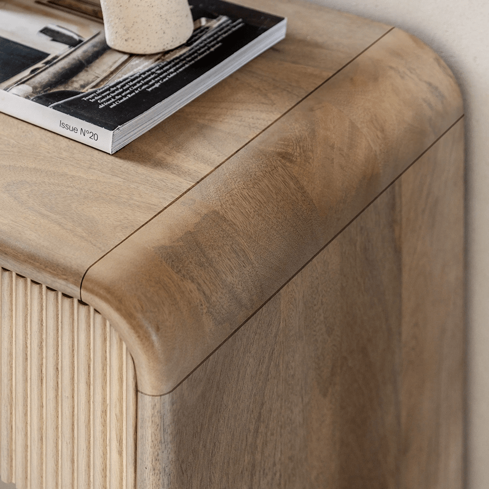 Penelope Luxury Ribbed Wooden 2 Drawer Console Table Furniture 