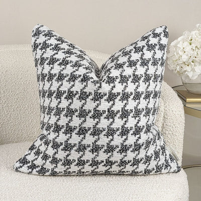 Phoebe Monochrome Houndstooth Patterned Cushion Cover - 50x50cm Textiles 