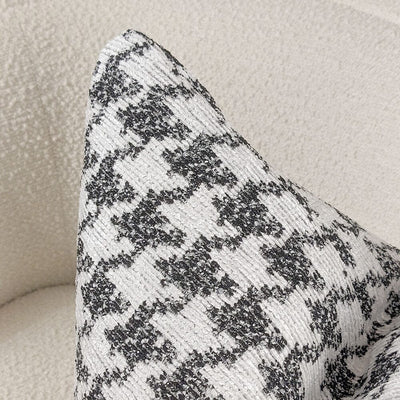 Phoebe Monochrome Houndstooth Patterned Cushion Cover - 50x50cm Textiles 