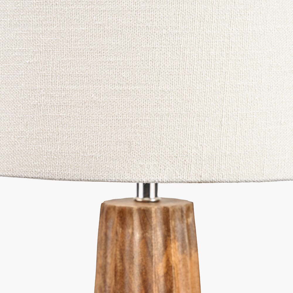 Phoebe Natural Mango Wood Table Lamp with Cream Shade Lighting 