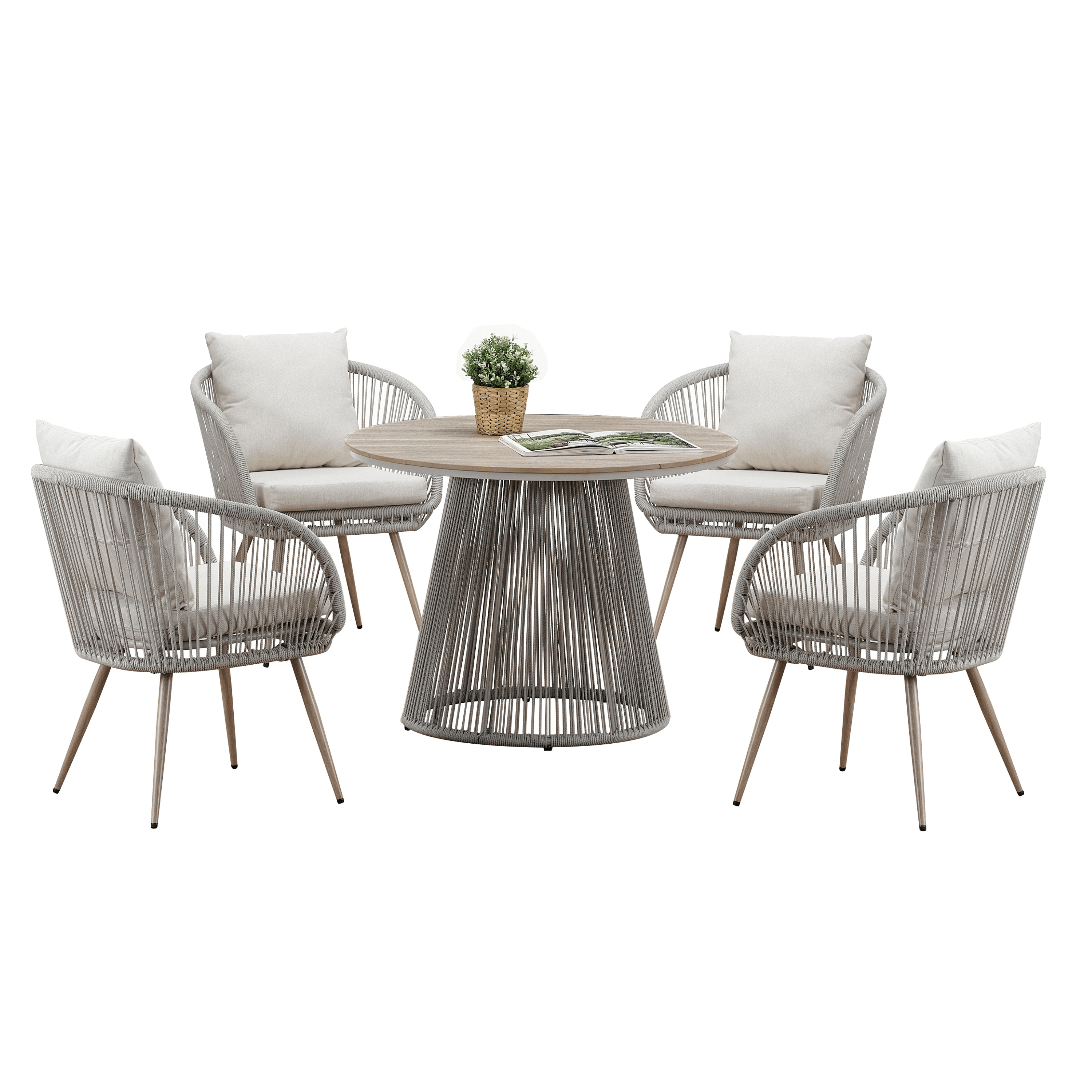 Piper Neutral 4 Seater Outdoor Dining Set Outdoor 