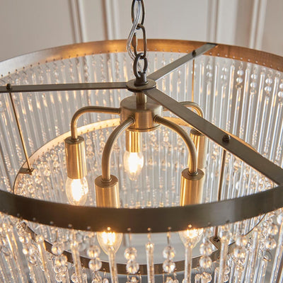 Pippa Large Antique Brass & Clear Glass Droplet Pendant Ceiling Light Lighting 