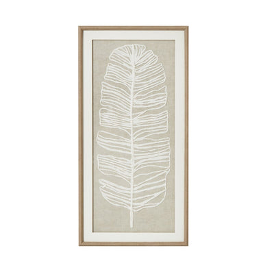 Plume Large Taupe & White Feather Wall Art with Beaded Frame Accessories 