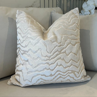 Polter White Velvet Pattern Cushion- 50x50cm 