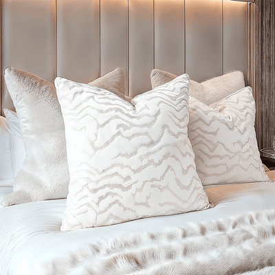 Polter White Velvet Pattern Cushion- 50x50cm 
