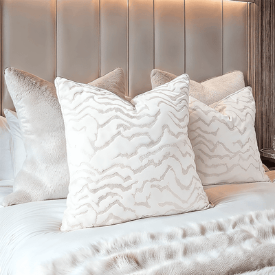 Polter White Velvet Pattern Cushion Cover - 50x50cm Textiles 