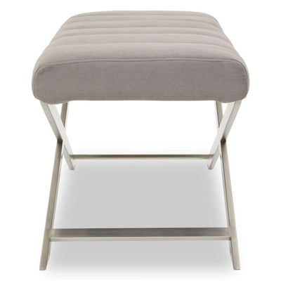 Portina Silver & Grey Velvet Channelled Bench Furniture 