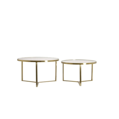 Praiano Light Gold & Glass Round Coffee Tables - Set of 2 Furniture 