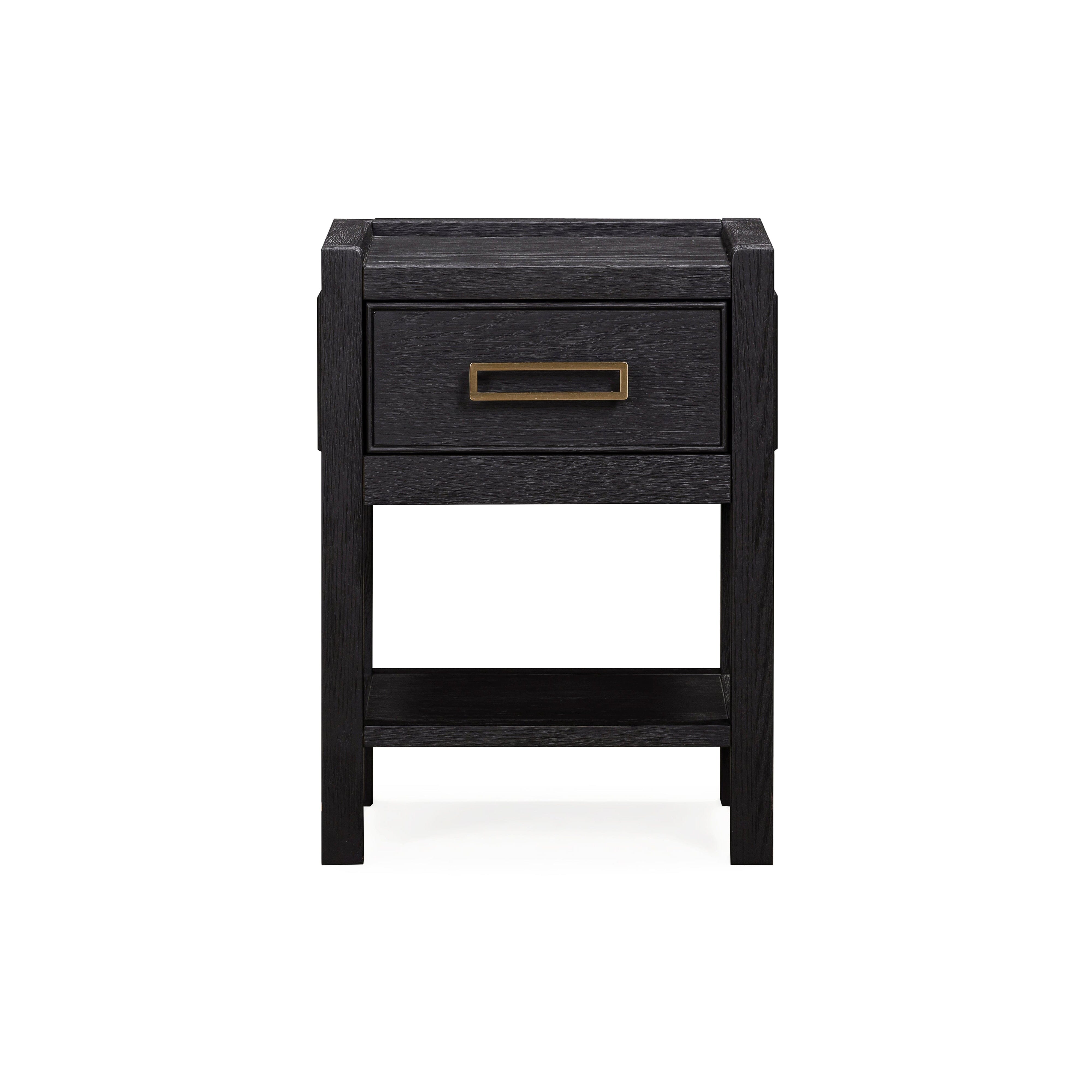 PRE ORDER - Soho Black Oak Veneer 1 Drawer Bedside Table Furniture 