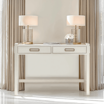 PRE ORDER - Soho White Oak Veneer 2 Drawer Dressing Table Furniture 