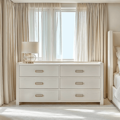 PRE ORDER - Soho White Oak Veneer 6 Drawer Chest Furniture 