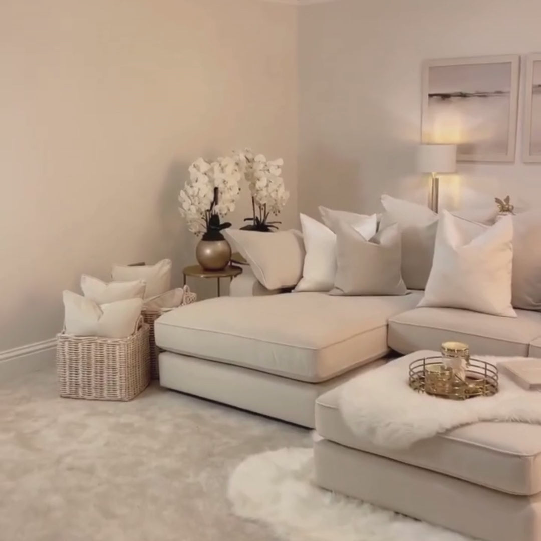 Victoria Cream Velvet Pillow Back Sofa Range