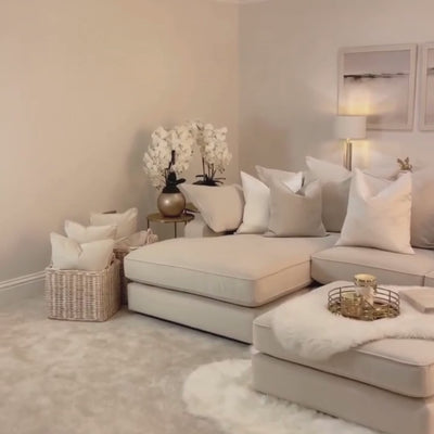Victoria Cream Velvet Pillow Back Sofa Range