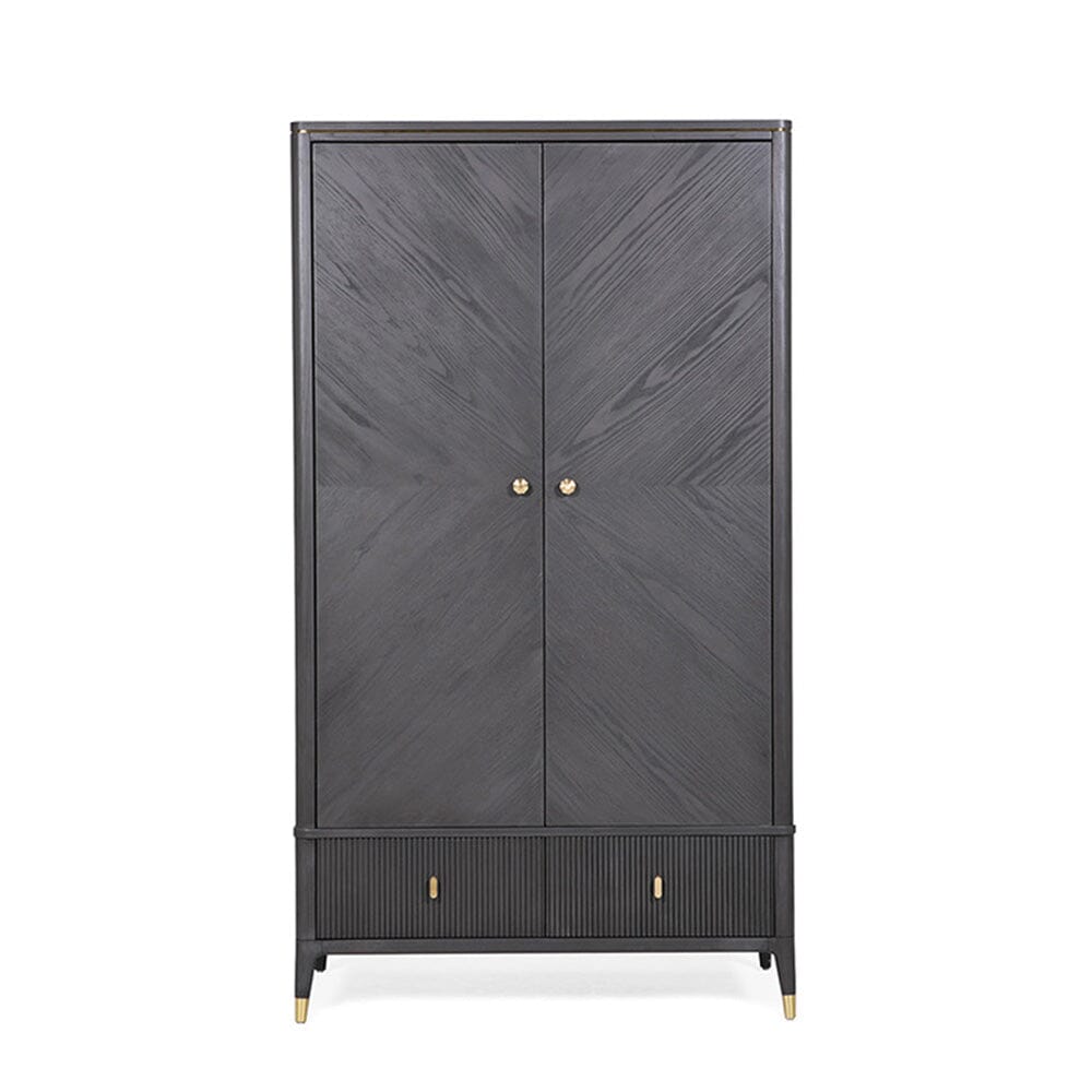 Putney Grey & Gold 2 Door Wardrobe Furniture 