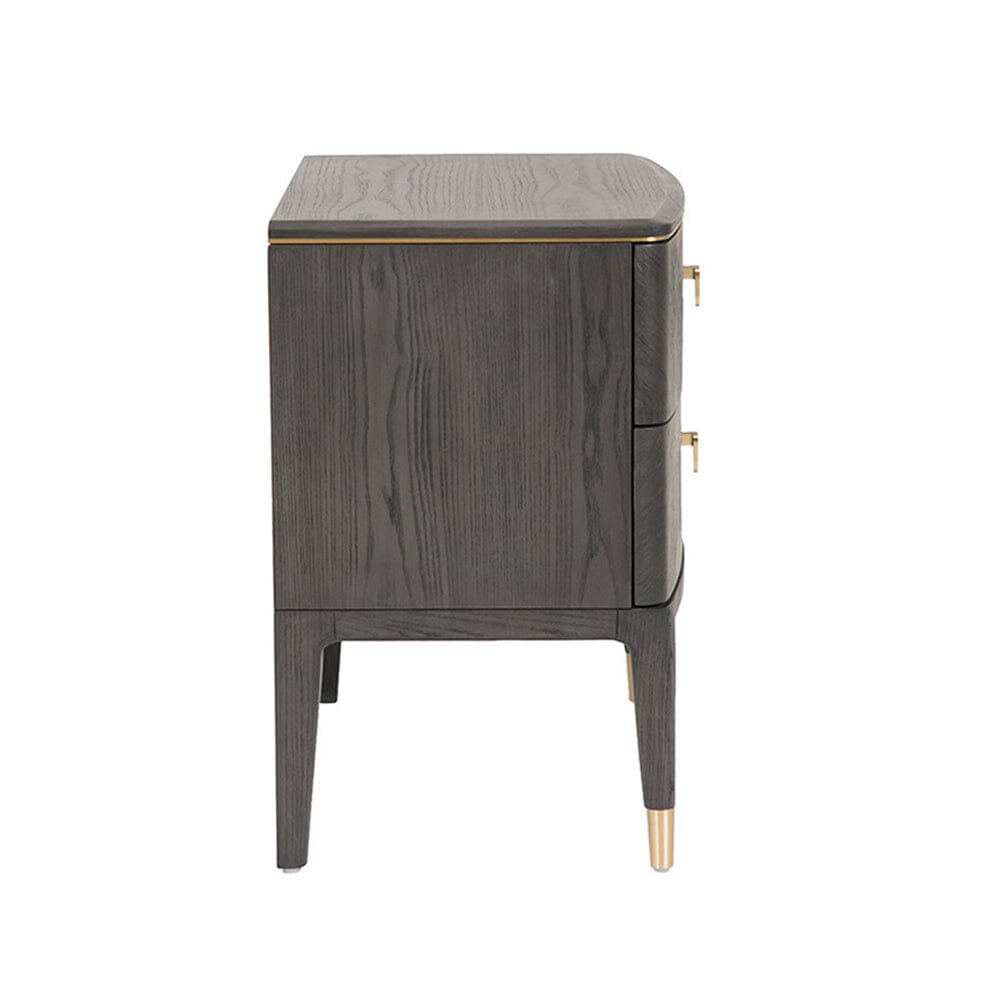 Putney Grey & Gold 2 Drawer Bedside Table Furniture 
