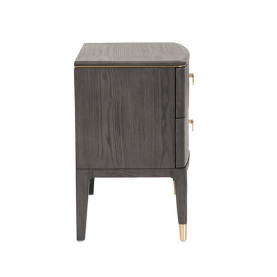 Putney Grey & Gold 2 Drawer Bedside Table Furniture 