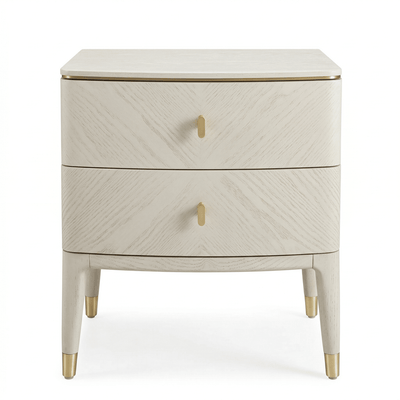 Putney Ivory & Gold 2 Drawer Bedside Table Furniture 