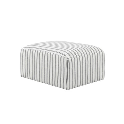 Quince Cream & Charcoal Striped Pouffe Furniture 
